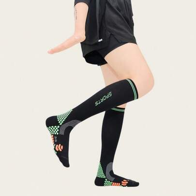 1 par de calcetines de compresión deportivos, diseñados para deportes, baloncesto, correr, fitness, gimnasio, con soporte de circulación graduada hasta la rodilla, calcetines atléticos para pantorrilla