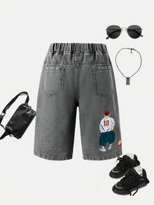 2-4 Years Old Boys' Summer Denim Shorts, New 2024 Collection, Lightweight Casual Jeans For Big Kids, Summer - Grey - View 6