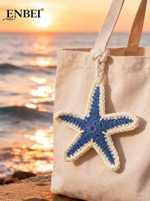 ENBEI 1件手工钩织蓝白海星挂饰，沙滩主题包包/钱包配饰。可用于装饰沙滩包和钱包，是女性日常佩戴的完美配饰，也是旅行和邮轮的必备单品，更是情侣的理想礼物。 - 彩色 - 查看 3
