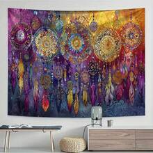 A Large Bohemian-Style Dreamcatcher Tapestry - A Large Horizontal Mandala Wall Hanging Suitable For Living Rooms, Bedrooms, Wedding Gifts, And Bohemian Party Decorations - Bohemian Mandala Pattern, Polyester Fabric. - 1PC - View 2