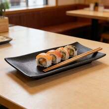 Versatile Matte Black Carbon Fiber Rectangular Plate/Carbon Fiber Texture/Sushi Plate/Sashimi Plate/BBQ Plate/Snack Plate, Shatterproof, Scratch-Resistant, Easy To Clean, Dishwasher , Ceremonial Tableware, Suitable For Restaurant And Home - Black - View 3