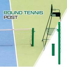 Tennis Posts with Net Crank Outdoor Heavy Duty Professional Green Tennis Permanent Court Kit for Net Quick Fixation System Equipped with a Cable Reel Round42 inches - como en la foto - Ver 6