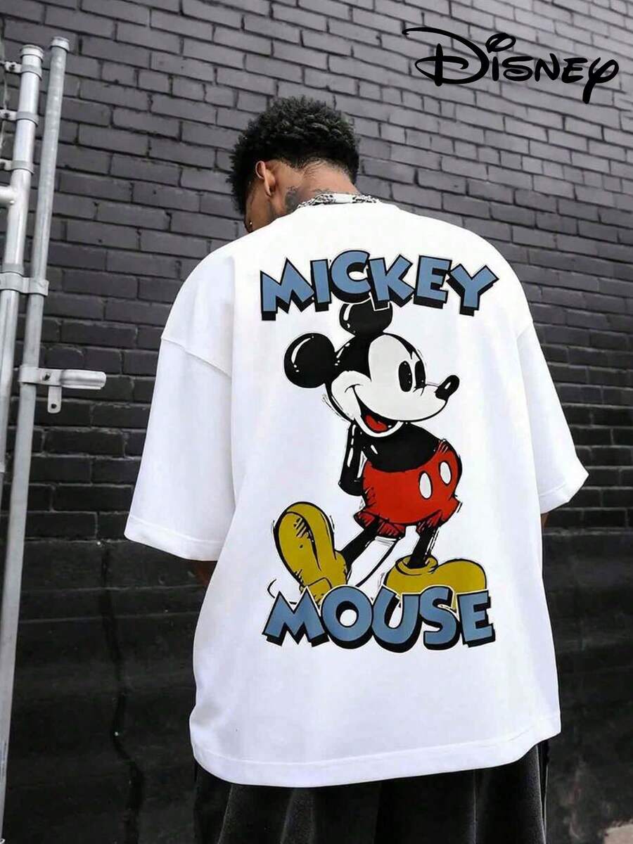 Disney Camiseta de manga corta informal y holgada con estampado de dibujos animados para hombre, estilo Street Life, 100% algodón. Camiseta de verano para hombre con estampado de logotipo con incrustaciones de diamantes y estética pin-up. Adecuada para adultos, informal y a la moda. Versátil para cualquier ocasión. Estilo urbano. Ideal para disfraces en carnavales y San Valentín. También perfecta para el uso diario. Camisetas vintage, camisetas para hombre, camisetas gráficas. - Blanco - Ver 1