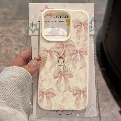 1pc TPU Soft Bowknot Rabbit Pattern Phone Case Compatible With Iphone 17 Pro Max/17/16 Pro Max/15/13/12/11, S20 FE/A15/S24/A55, Compatible With Redmi Note 11/12/13 Pro, Full Body Shockproof Protective Cover