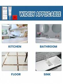 JAYSUING 3/1件装防水防霉瓷砖填缝剂，适用于厨房、浴室，也适用于瓷砖缝隙、露台、浴室，是馈赠亲朋好友的理想礼物（新旧款随机发货） - 白色 - 查看 9