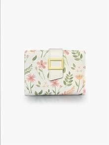 Flower Printing Women Slim Wallet Bifold Card Holders Coin Purse With Zipper Pocket PU Leather Large Capacity - Multicolor - View 14