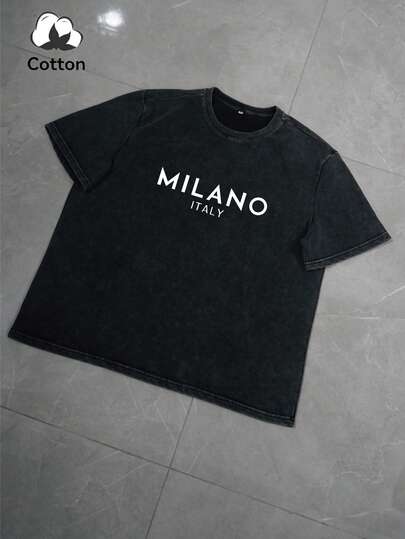 Áo thun nam cỡ lớn, chất liệu cotton, tay ngắn, phong cách đường phố, họa tiết emo độc đáo, áo thun ban nhạc, bóng rổ, quần áo giá rẻ, bộ đồ nam, Manfinity, Youngboy Never Broke Again, Friends TV, anime nam, Halloween, tay ngắn màu đen đã giặt, áo thun dài tay in chữ MILANO, áo thun trắng in hình tiếng Anh, thời trang đa năng, phong cách Y2K, phù hợp mặc hàng ngày.