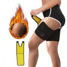 Cycling And Running Sports Compression Shaping Leggings, Running Sweat-Wicking Protective Gear, Thigh Sleeves, Pressure Leggings In Black And Yellow - Black - View 9