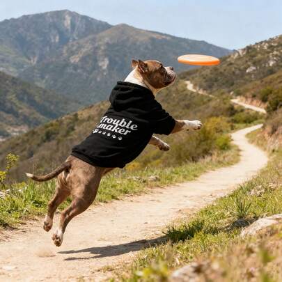 Suéter para mascotas de "Travieso" de alta calidad, sudaderas para mascotas, ropa para perros, oferta especial de otoño/invierno. Los puños elásticos mantienen a tu peludo bebé caliente en invierno. El cuello holgado diseñado con cuidado facilita que las mascotas se lo pongan y se lo quiten. La tela suave y amigable con la piel permite que tu peludo bebé duerma cómodamente con la ropa.