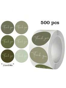 500张/卷 波西米亚风自粘“谢谢”标签，圆形封口贴纸，适用于商务、婚礼、生日、婴儿派对用品、信封和礼品包装，多种颜色可选 - 彩色 - 查看 2