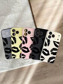1pc Edgy Black Lip Print Pattern Phone Case.Bold Design,Modern Gothic Aesthetic,Compatible With Iphone 17promax/17pro/17/17Air/16promax/16pro/16/15promax/15pro/15/14promax/14pro/14/13promax/13pro/13/12promax/12pro/12 - 黑色 - 查看 3