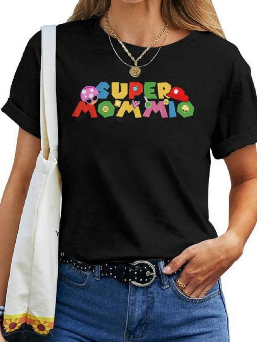 Mom Super Gamer Mommio For Women T-Shirt - màu đen - Xem 1