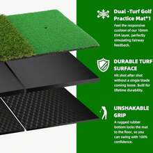 Golf Practice Mat Golf Hitting Mat for Swing Putting and Chipping Portable Golf Training Mat Indoor/Outdoor Dual-Turf/Tri-Turf Golf Mat with 8 Tees - Césped doble 23,6 x 15,8 pulgadas - Ver 5