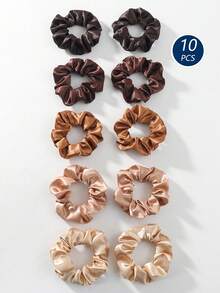 10pcs/Set Colorful Fabric Scrunchies, Stretchy Hair Ties, Versatile Hair Accessories, Suitable For All Seasons Scrunchy Hair Ties Ponytail Holders,Summer,Holiday,Travel - Multicolor - View 18