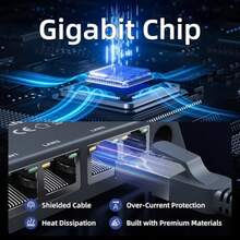 Starlink - Adaptador Ethernet de 4 puertos para Gen 3 y Mini con cable Ethernet de 1.6 pies adaptador de red con cable de 1 Gbps con 4 puertos RJ45 para conexión por cable Internet estable - como en la foto - Ver 5