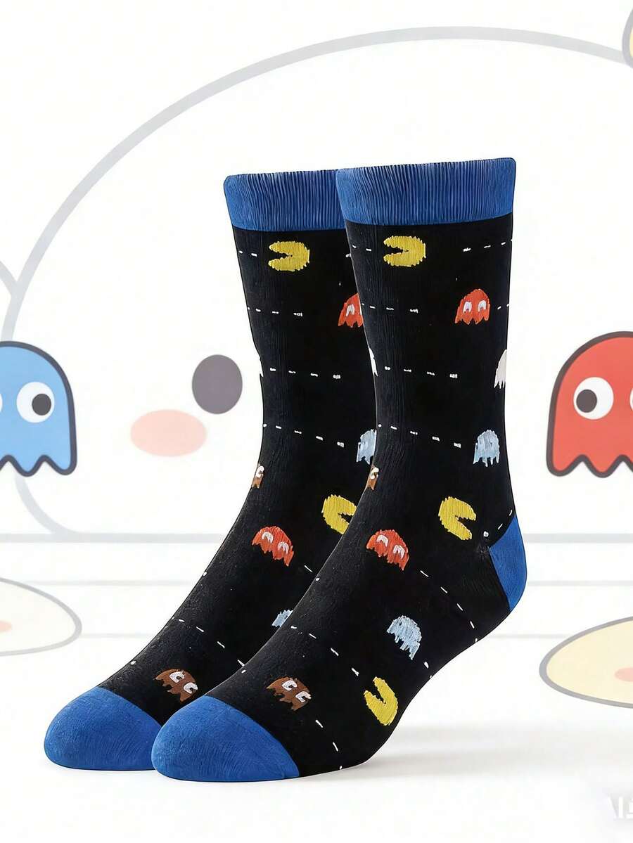 1双男士休闲卡通表情袜，春夏款 - 彩色 - 查看 1