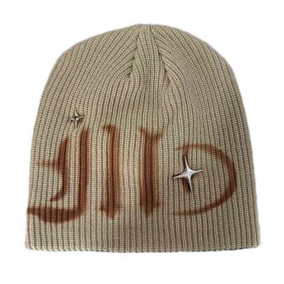 1 件涂鸦街头风格针织帽，温暖时尚休闲百搭男士帽子