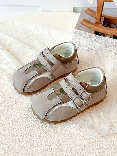 1 Pair Cute & Fashionable Girls' Sports Shoes, Innovative Dual Hook And Loop Design, Collegiate & Princess Style, Non-Slip Breathable Toddler Shoes, Suitable For Outdoor Sports, Competitions, Vacations, Outings