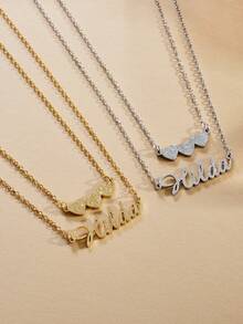 1pc Personalized Minimalist Stainless Steel Double Layer Triple Heart Necklace For Women, Suitable For Traveling, Dating, Holidays, Daily Wear - Gold-frosted - View 3