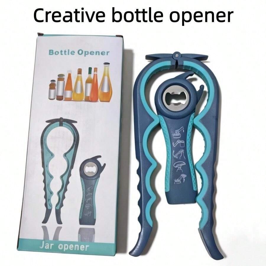 一套不锈钢开瓶器，5合1塑料罐盖开启器，啤酒开瓶器，礼盒包装 - 彩色 - 查看 1