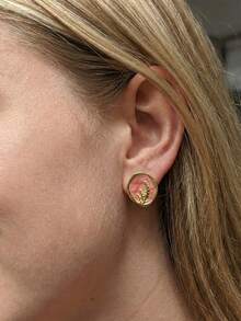 Fashion New Stainless Steel Heart-Shaped Cross Flower Multi-Color Stud Earrings Colorful Tulip Love Heart Stud Earrings Sweet Cute Light Luxury Simple Niche Design Elegant Fashion Earring Stud For Women Summer Beach Vacation Bikini Accessories Attractive Clothes, Wedding Dresses Accessories - Versatile JewelryPerfect For Wearing While Swimming, Bathing, Exercising ,Great For Valentines Day, Birthday, Mother Day, And Vacation Surprises. - Multicolor - View 8