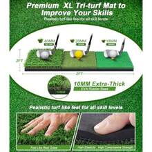 Golf Net 10x7FT Golf Practice Net with Tri-Turf Mat for Outdoor Indoor All-in-One Golf Hitting Aid Nets for Backyard Training Driving Chipping Swing Gifts for Men/Him/Dad/Golfer - Negro - Ver 6