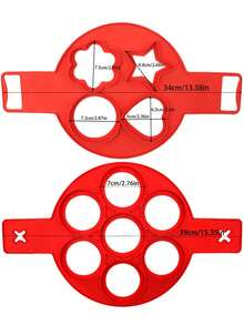 This Silicone Pancake Mold Can Be Used To Make Fried Eggs, Pancakes, Chocolates, And Various Shaped Foods Such As Heart, Square, Plum Blossom, And Round. Heat-Resistant, Easy To Clean, . - Multicolor - View 3