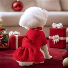 Red Fluffy Winter Dress For Small Pet Dogs & Cats, Princess Tutu Skirt, Clothing For Poodle, Hairless Cat, Bichon Frise - Red - View 3
