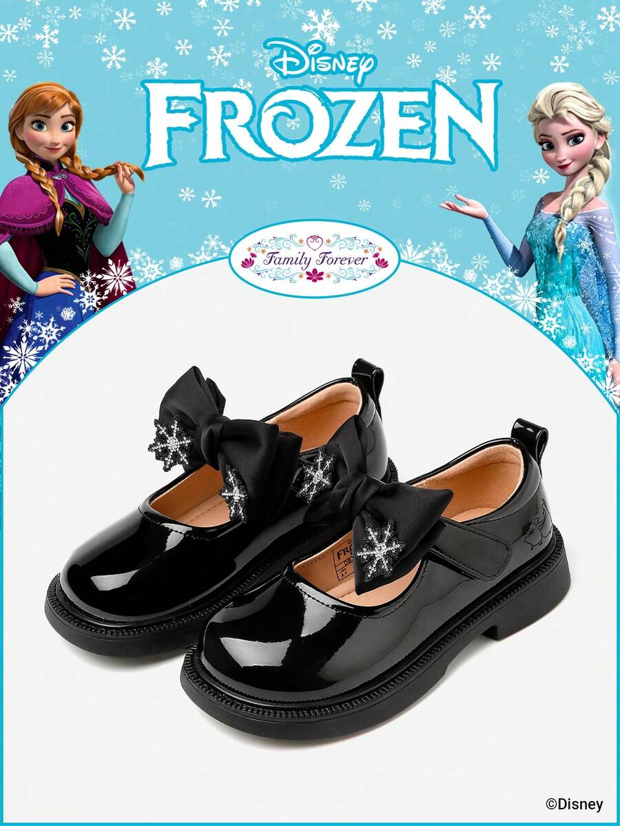 Disney Frozen Licensed 1 Pair Children's Shoes, Suitable For Daily, Festival, Sports, Outdoor Wear, Comfortable, Non-Slip, Breathable (Children's Flat Shoes, Girls Shoes, Princess Shoes, Queen Shoes) - Black - View 1
