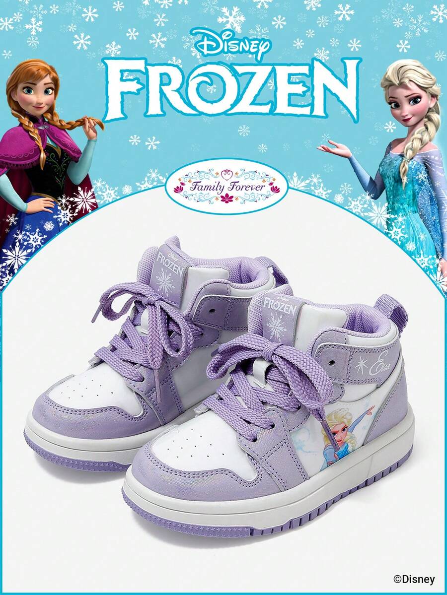 Disney 1 Pair Children's Sneakers, Including Princess, Anna Princess, And Arendelle Princess Sneakers, Suitable For Daily, Holiday Sports And Outdoor Wear. Comfortable, Non-Slip, Durable And Breathable Soles. - Purple - View 1