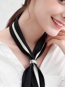 1/3 Pcs Women Silk Scarf Ring, Metal Scarf Clip With Gold/Silver/Rose Gold Rose, Silk Scarf Fashion Accessory, Stylish Fixing Buckle - Multicolor - View 2