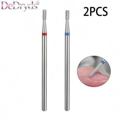 2pcs Diamond Russian Short Edge Nail Drill Bits For Professional Nail Polishing And Pre Treatment Push Face Peel Removal Durable And Precise Nail Art Tool For Salon And Home Use