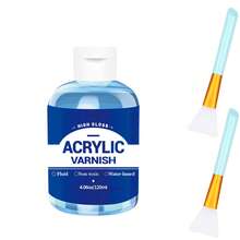 Acrylic Varnish 4.06oz/High Gloss And Matte Finish, Transparent, Fluid, Water-Based, Sealant For Art And Crafts - Blue - View 6
