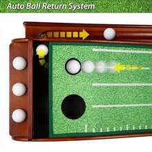 Golf Putting Mat with Ball Return - Putting Green Indoor Featuring 9ft Non-Slip Velvet Surface for Indoor and Outdoor - Smooth Skip-Free Walnut Ball Return System - Golf Practice Mat for Backyard - Verde - Ver 5