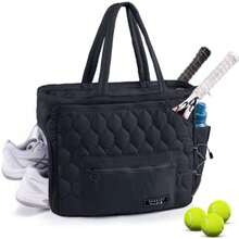 Tennis Gym Bag for Women Tennis Bag Holds 2-4 Rackets with Shoe Compartment and Wet Pocket Sports Duffle Bags fits up to 15.6" Laptop Quilted Travel Overnight Weekend Bag Tennis Gift - Rosa - Ver 2