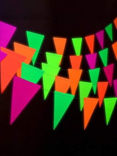 3米/包 5色荧光纸发光旗装饰，适用于迪斯科舞会、霓虹派对、80年代黑光派对、生日派对、迪斯科主题派对、酒吧装饰、家居装饰、霓虹派对用品和摇滚主题派对装饰。