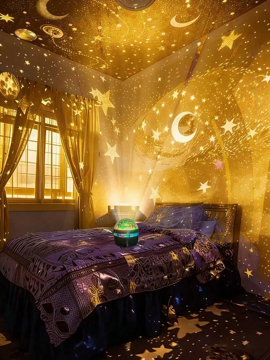 Aurora Projector Starlight Lamp, USB-Powered And Plug-And-Play, LED Northern Lights Interstellar Galaxy Night Light,  One-Click To Start A Dreamy Light Show! Transform Your Ceiling Into A Dazzling Universe. Whether It's The Starry Sky During Camping, The Romantic Atmosphere At Weddings, The Dynamic Lights At Parties, Or A Warm Gift For Christmas, It Can Handle Them All Perfectly! Compact And Portable, It Doesn't Take Up Much Space. Immerse Yourself In The Magic Of Light Anytime, Anywhere, And Add A Touch Of Dreamy Ritual To Your Life~Romantic Atmosphere For Bedroom & Living Room Decor, Ideal Gift For Christmas, Valentine'S Day, Weddings & Birthdays, Romantic Ambiance Creator|Modern Decor Item|Durable Construction, Lamp - 多色光 - 查看 1