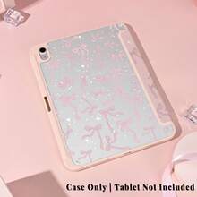 1pc Kawaii Pink Sparkle Bow Protective Cover With Pen Slot Multi-Angle Magnetic Stand Cover With Auto Sleep/Wake,Kawaii Tablet Case Compatible With Pro/Air/Compatible With Samsung Galaxy A9/S9/S7/S10+/Compatible With XIAOMI Pad/5/6/7 - Multicolor - View 4