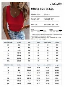 Acelitt Áo tank top nữ màu trơn, không tay, cổ chữ V, chất liệu len, kiểu dáng hở lưng thời trang, màu đỏ mùa hè. - Đỏ - Xem 4