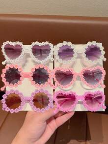 2/3/4/6件装 2026新款 女孩可爱漂亮经典花朵爱心时尚眼镜 儿童宝宝时尚眼镜 儿童眼镜，仅卡片展示，不含运费 - 彩色 - 查看 25