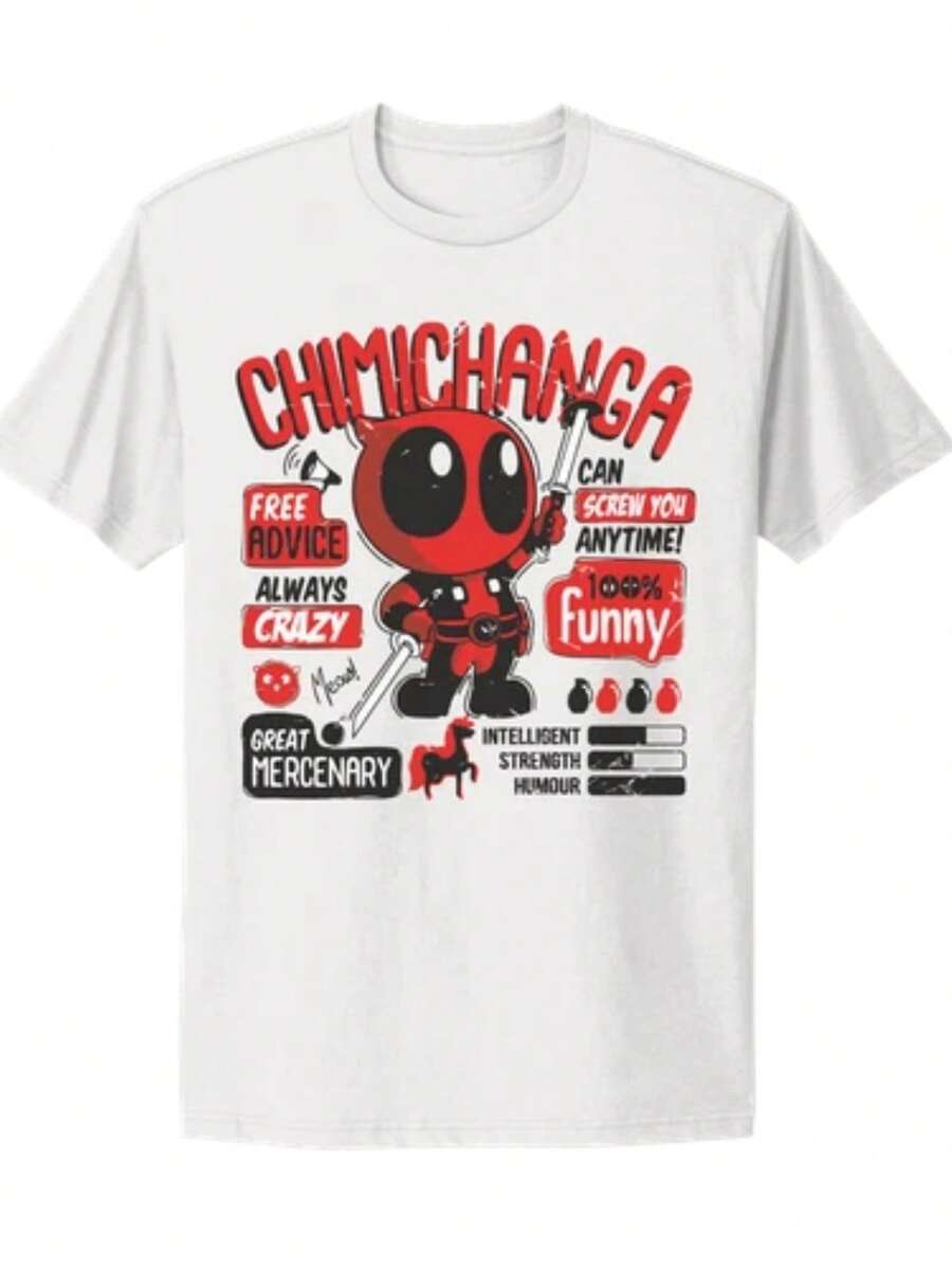 Deadpool Chimichanga Movie Design Funny Gift T-Shirt - Black - View 1