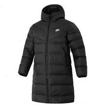 Nike Solid Color Warm Casual Mid-Length Hooded Parka Down Jacket For Men, Black - Black - View 12