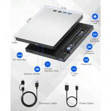 Unidad de Blu ray externa para portátil Blu Ray Burner externa Blueray/dvd para PC USB 3.0 tipo C compatible con unidades de disco BD de 100 G reproductor de DVD Bluray lector de CD compatible con - como en la foto - Ver 7