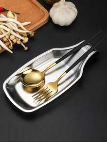 1 pieza Soporte para cuchara de olla caliente de acero inoxidable 304 para encimera, utensilio de cocina, bandeja para cucharón de sopa - Plateado - Ver 6