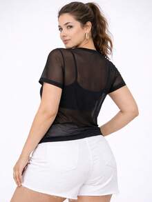 Women's Blouse In Transparent Tulle | Ideal For Modern Looks - 黑色 - 查看 3