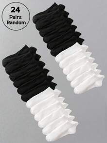 12雙黑白色防滑透氣時尚女襪短襪 - 彩色 - 查看 8