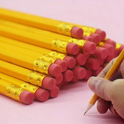 20/40pcs Yellow HB Pencils (With Erasers), Smooth In Writing, Durable And Not Prone To Breaking, Suitable For Beginners, Can Be Used For Drawing, Sketching, Drawing,For School,School Supplies