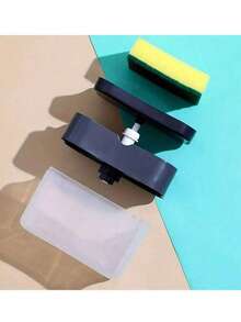 厨房洗手液套装包含按压泵、海绵架和免费海绵，适用于洗碗和浴室使用。 - 多色 - 查看 4