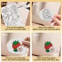 Cute Bear Dessert Pattern DIY Embroidery Kit Thread & Needle Self-Adhesive Water-Soluble Stickers - 2ST-a - View 7