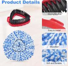 Mop Heads Replacements For Ocedar, 3 Pack Mop Replace Head For Ocedar RinseClean 2-Tank System, Spin Mop Replacement Head With 2 Scrubber Mop Head, Microfiber Mop Refills Deep Cleaning - ColorA - 查看 5